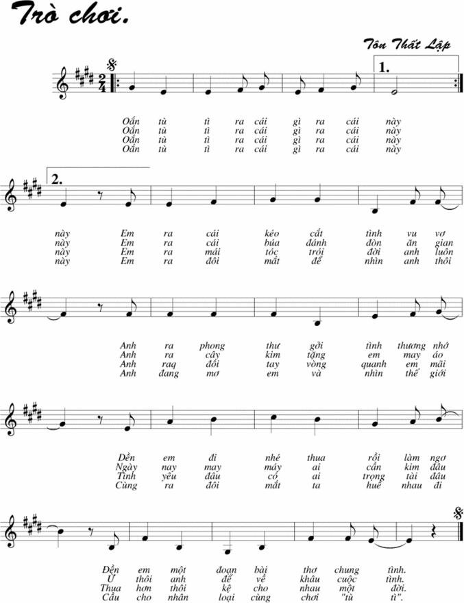 Sheet nhạc Trò Chơi